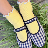 Petite Ruffle Modal Sock - Butter / Baby Blue