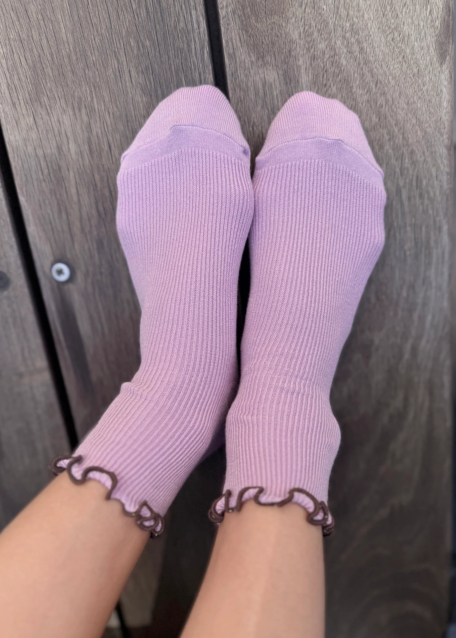 Petite Ruffle Modal Sock - Lilac / Brown