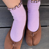 Petite Ruffle Modal Sock - Lilac / Brown