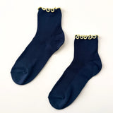 Petite Ruffle Modal Sock - Navy / Butter