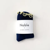 Petite Ruffle Modal Sock - Navy / Butter