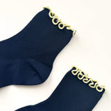 Petite Ruffle Modal Sock - Navy / Butter