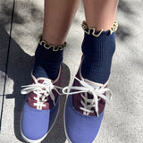 Petite Ruffle Modal Sock - Navy / Butter