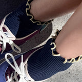 Petite Ruffle Modal Sock - Navy / Butter