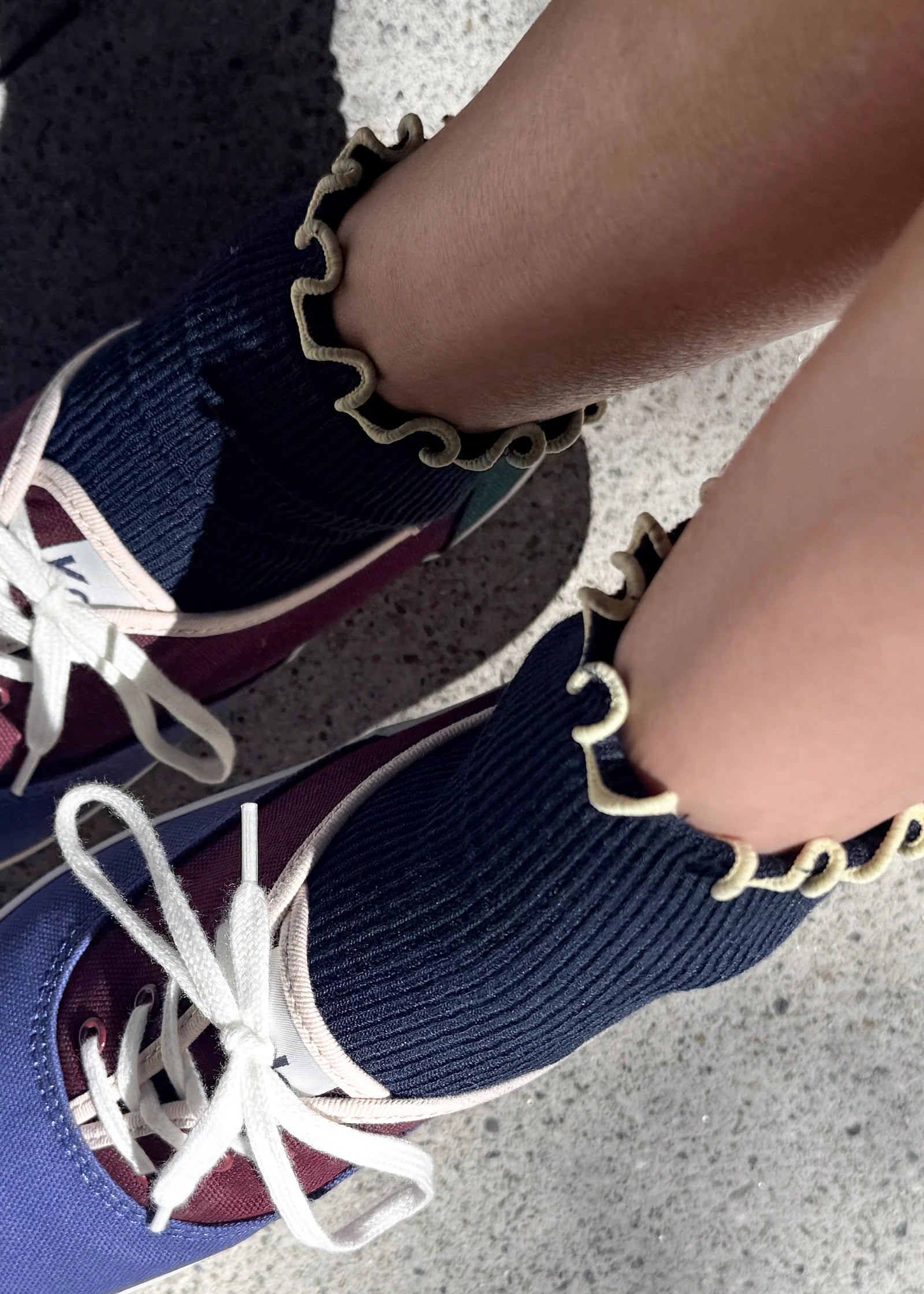 Petite Ruffle Modal Sock - Navy / Butter