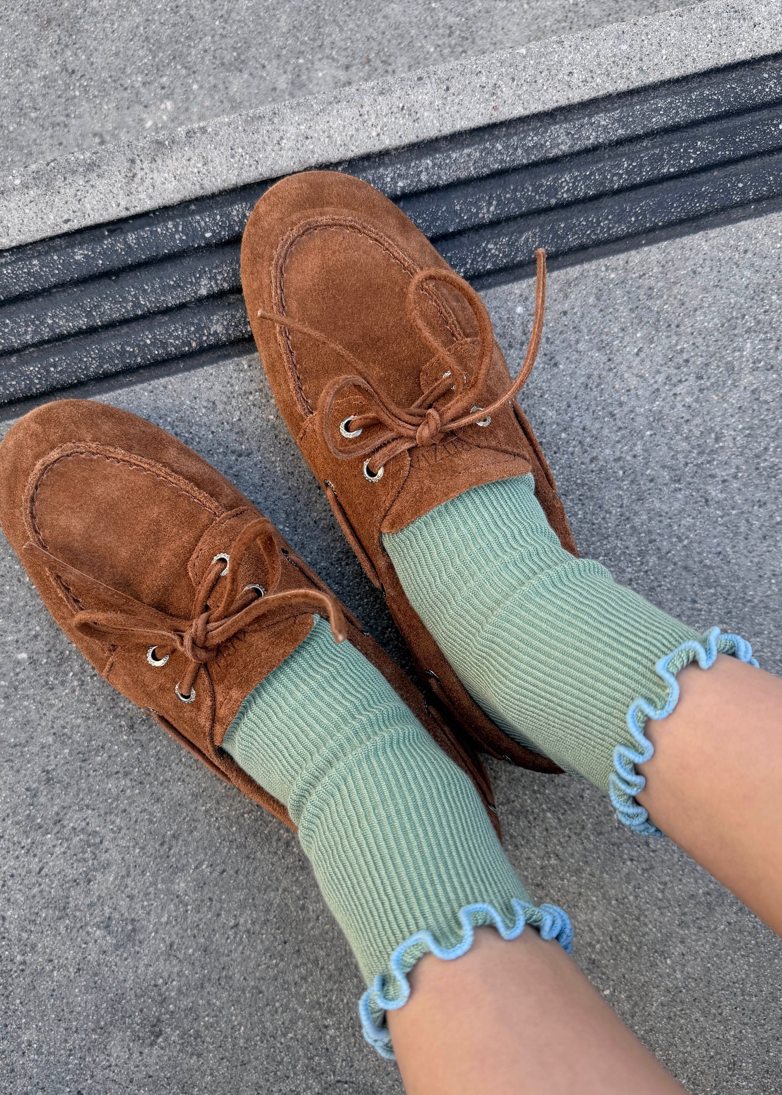 Petite Ruffle Modal Sock - Sea Glass / Powder Blue
