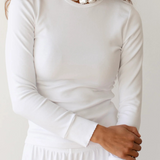 Baby Rib Scallop Long Sleeve - Powder