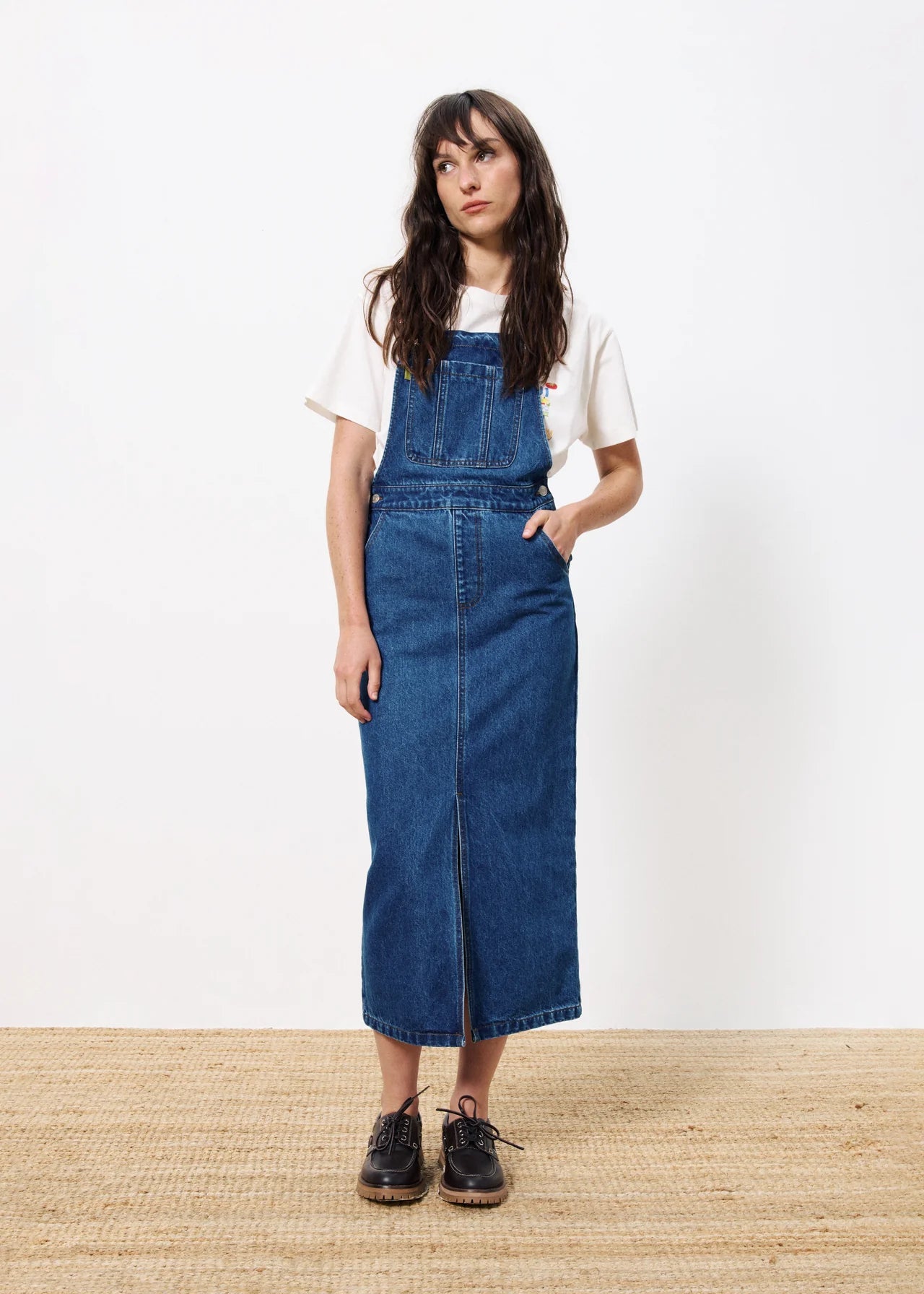 Selvi Denim Dungaree Maxi Dress M / Mid Blue Denim Selvi Denim Dungaree Maxi Dress M / Mid Blue Denim