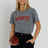 Red Sports Tee - Heather Grey