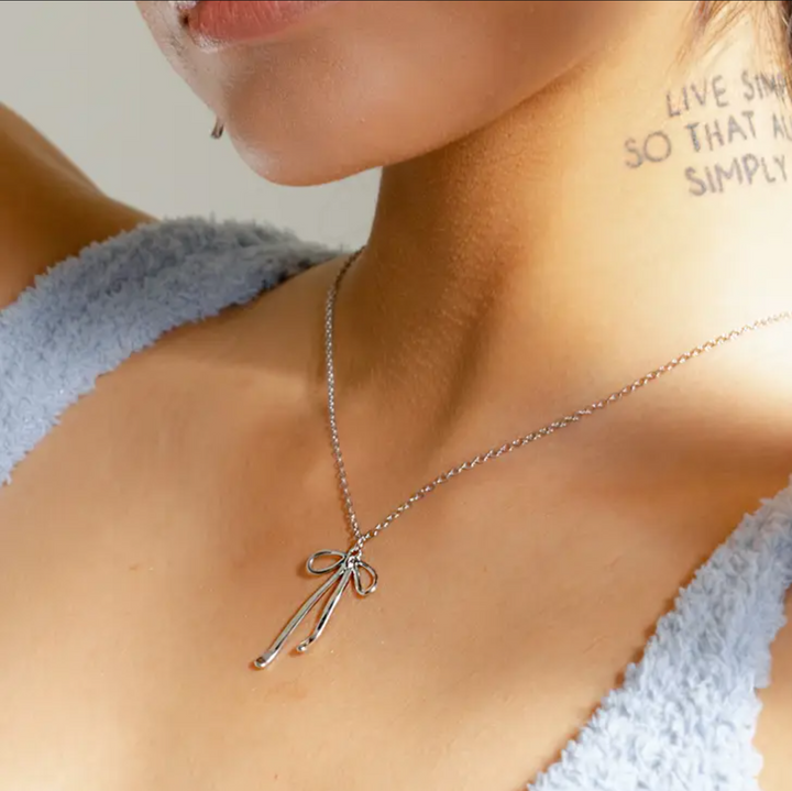 Bad To The Bow Necklace - White Gold