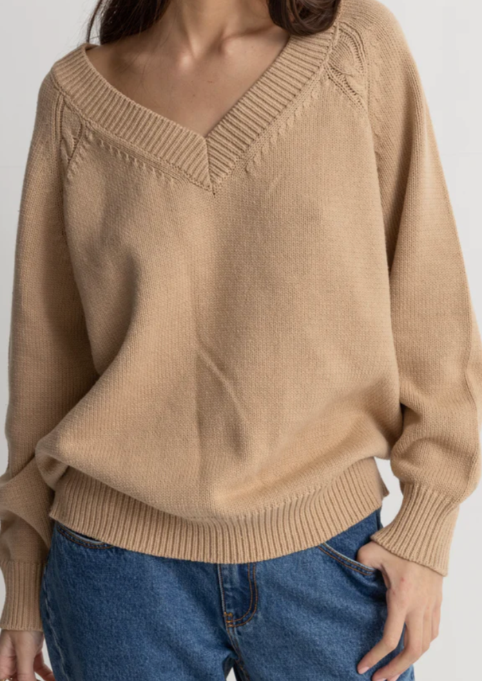 Moonstone V-neck Sweater - Latte