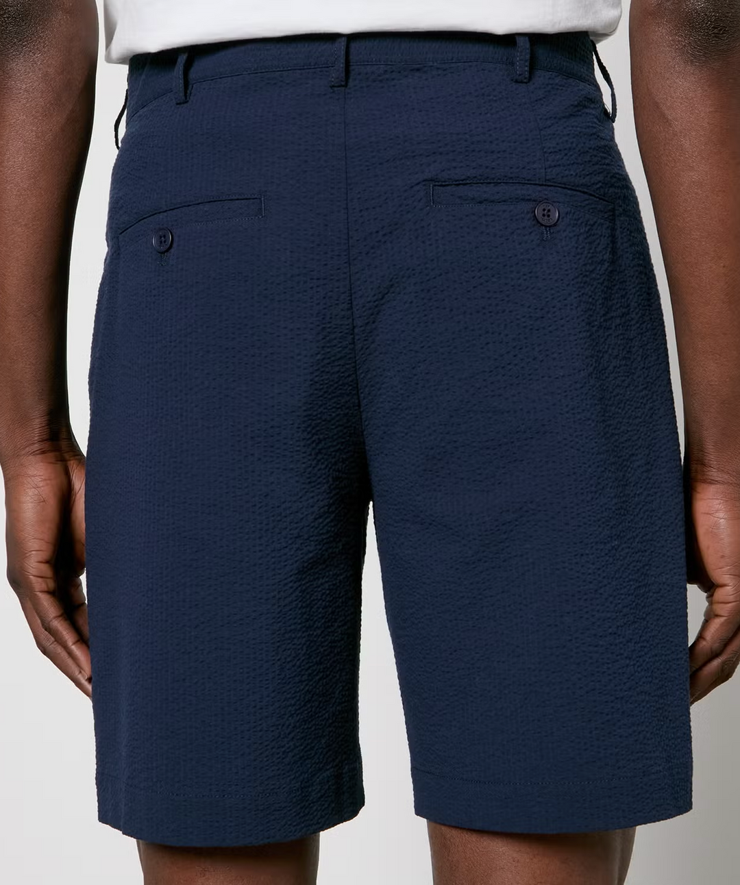 Linen Pleat Shorts - Seersucker Navy