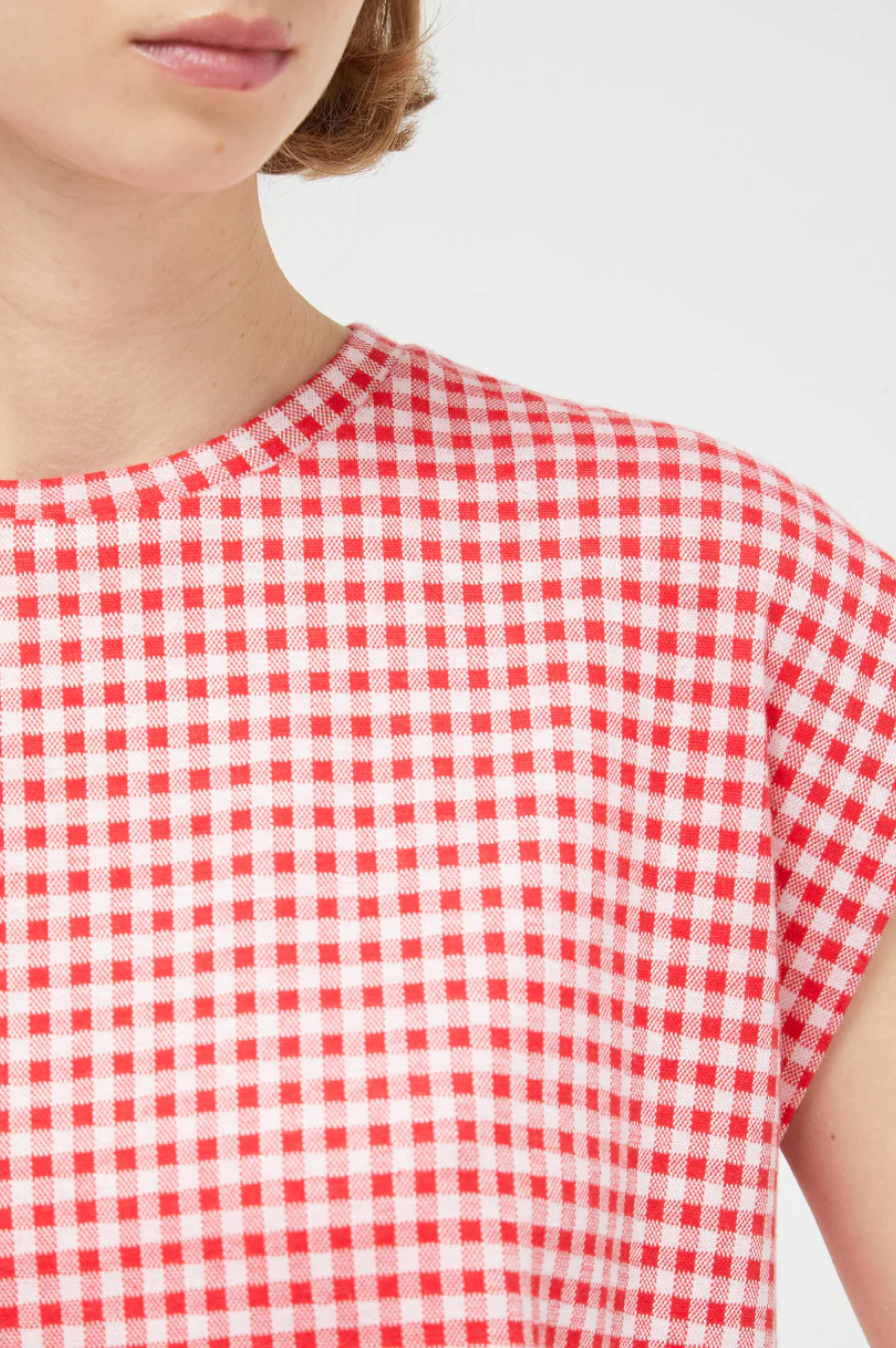 Gingham Sleeveless Top - Red