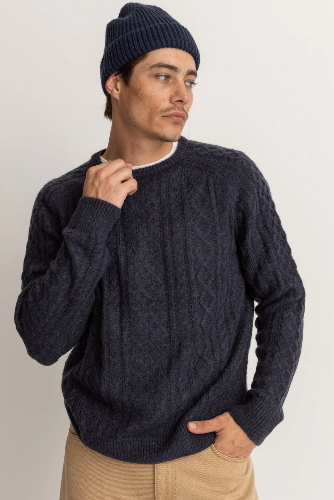 Mohair Fishermans Sweater - Blue Coral