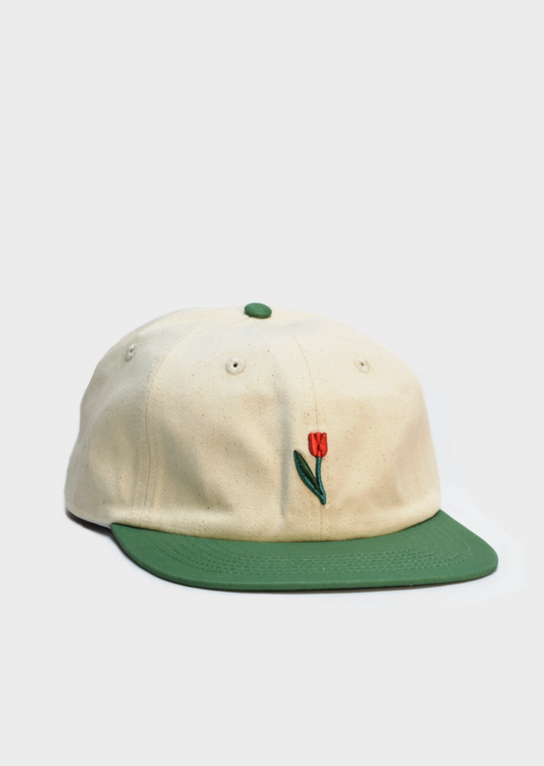 Tulip Embroidery Hat - Green