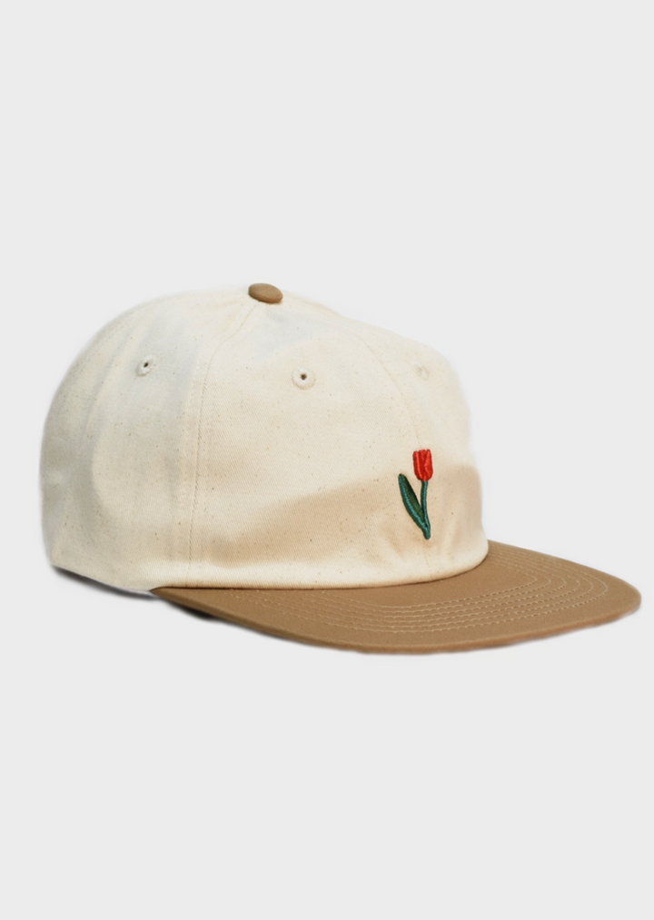 Tulip Embroidery Hat - Brown