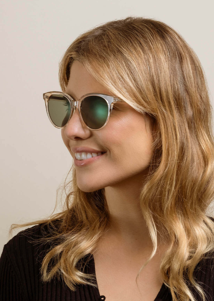 Lily Sunglasses - Champagne Crystal / Green
