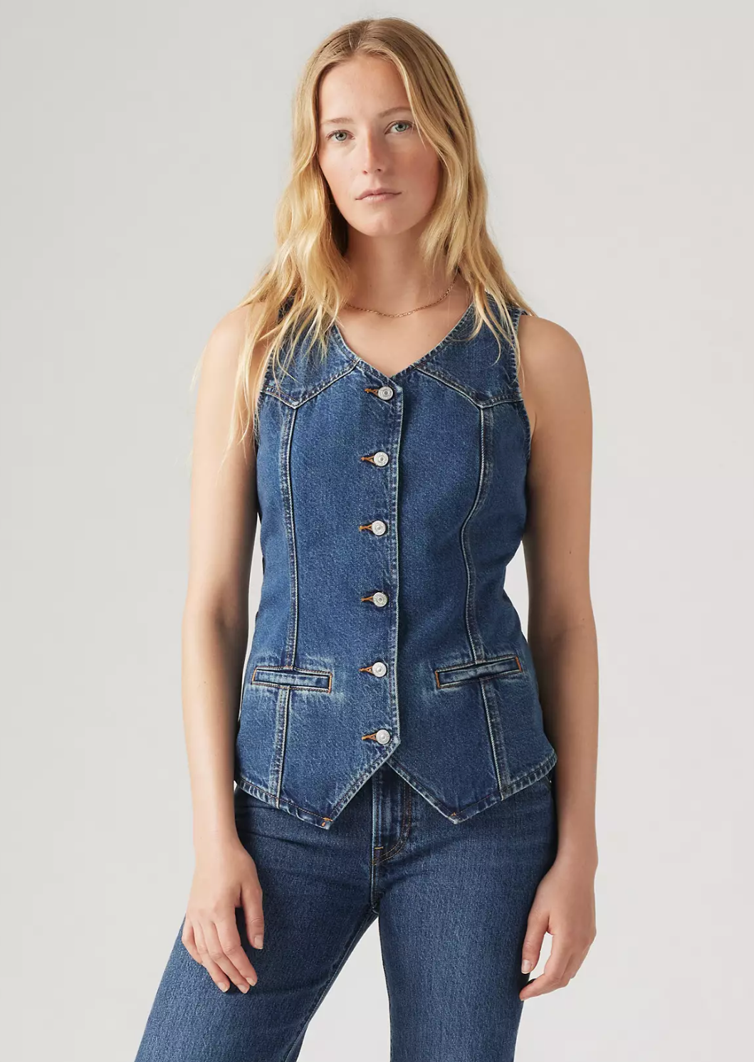 Denim vest orders long