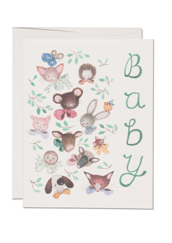 Pink Noses Baby Card