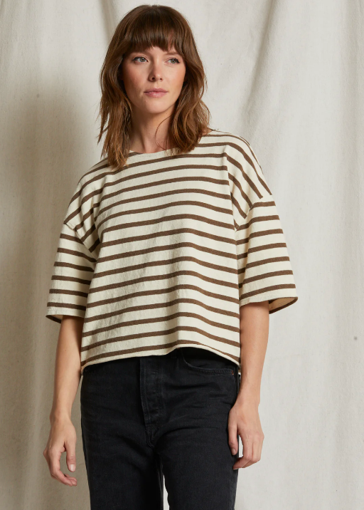 Swift Stripe Tee - Walnut Stripe