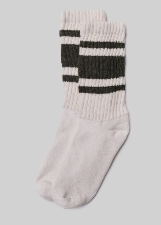 Mono Stripe Socks - Olive Heather