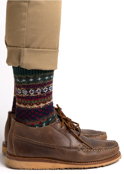 Cotton Fair Isle Crew Socks - Mistletoe