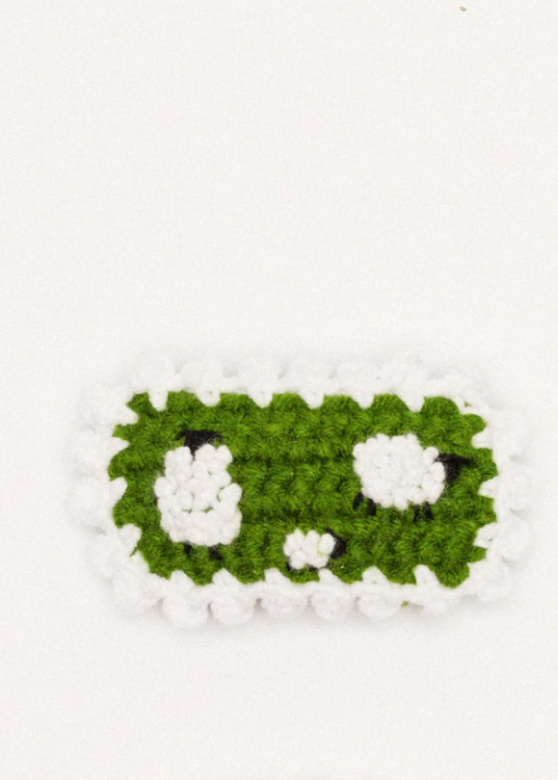 Crochet Hair Clip - Green Sheep