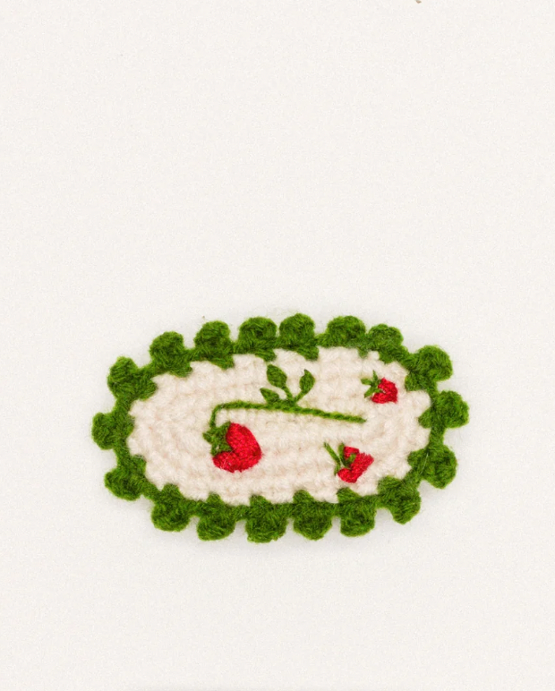 Crochet Hair Clip - Oval Green