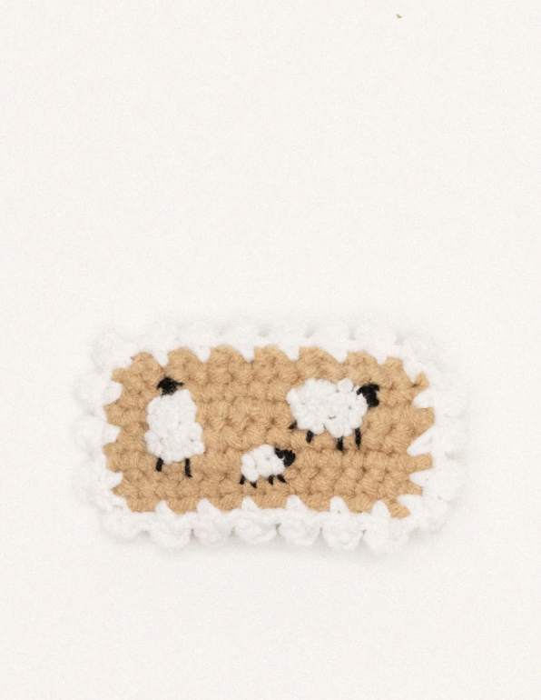 Crochet Hair Clip - Tan Sheep