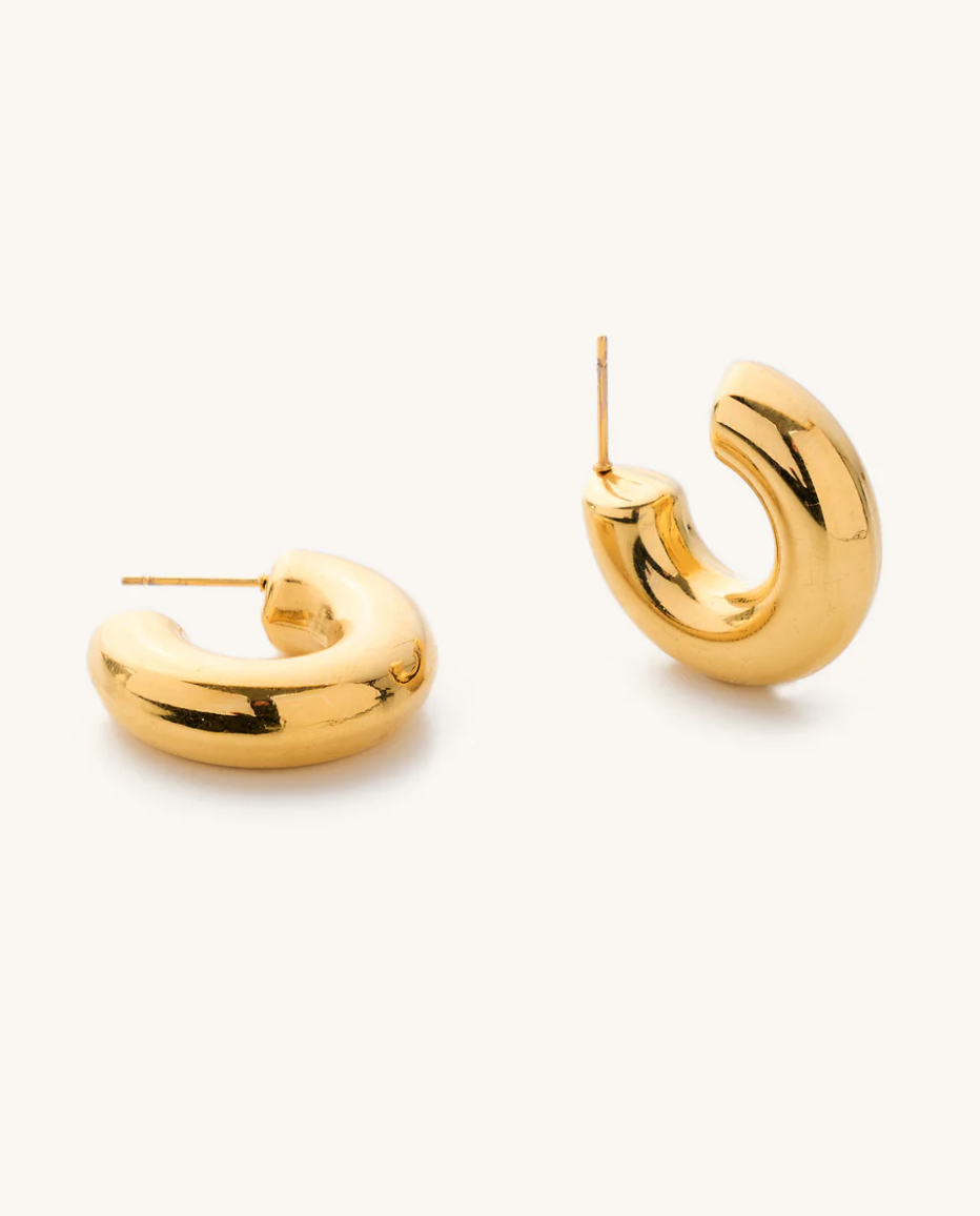 Chunky Tube Hoops - Gold