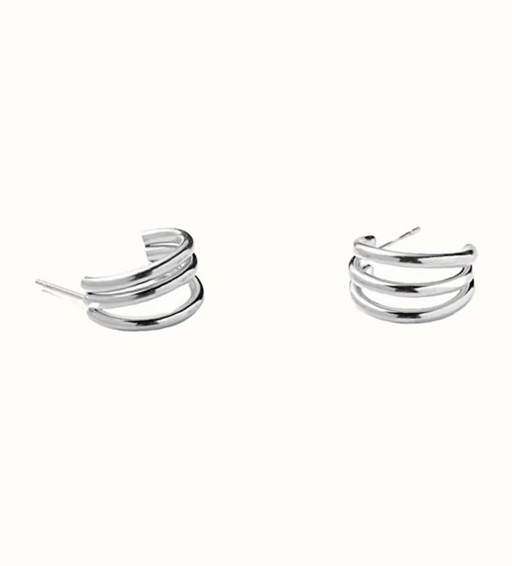 Annabelle Tripe Hoops - Silver