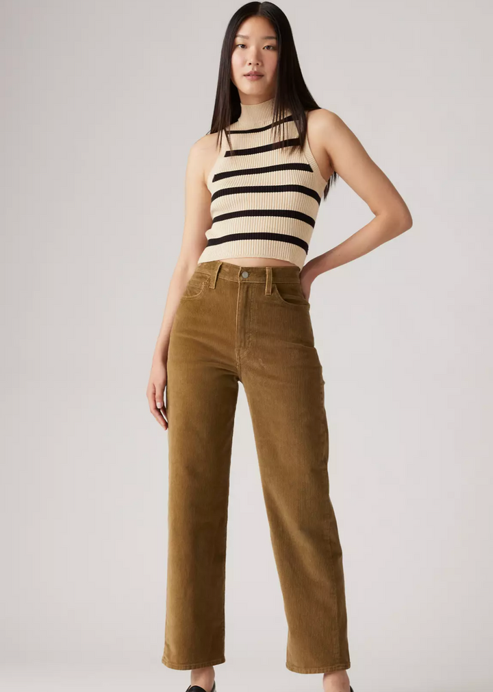 Ribcage Straight Ankle Jeans - Ermine Corduroy