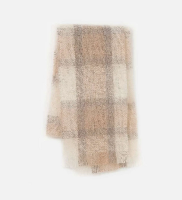 Drumin Mohair Scarf - Fawn Plaid