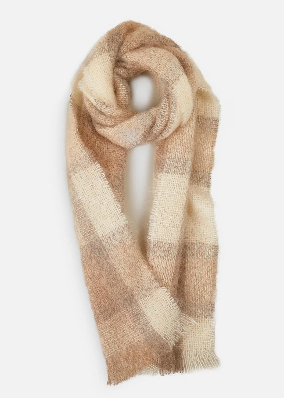 Drumin Mohair Scarf - Fawn Plaid