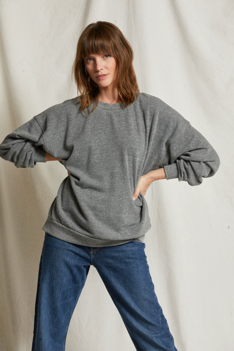 Nelly Oversized Crew - Heather Grey