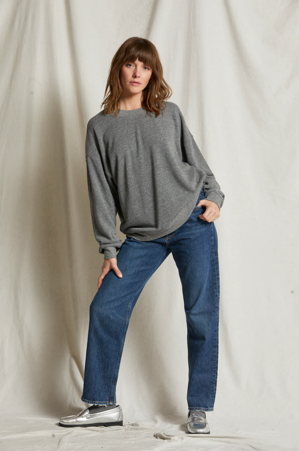 Nelly Oversized Crew - Heather Grey