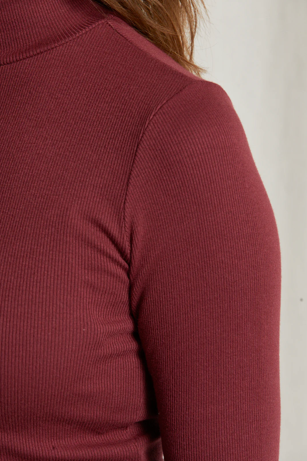 Hayden Rib Turtle Neck - Cranberry