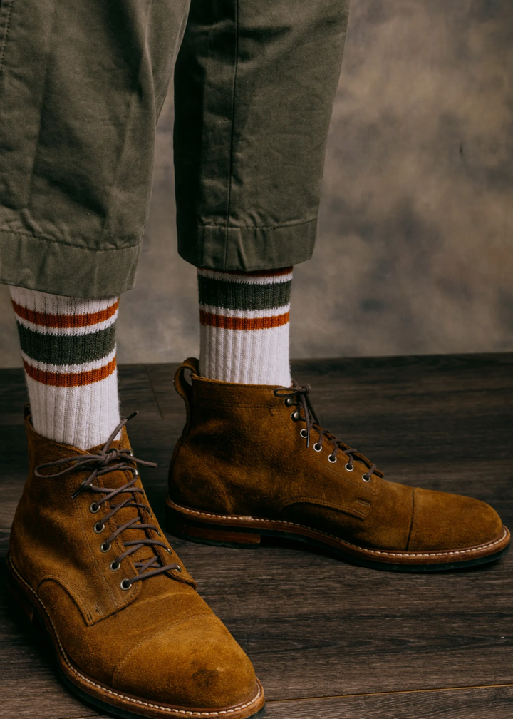 Merino Retro Stripe - Olive / Texas