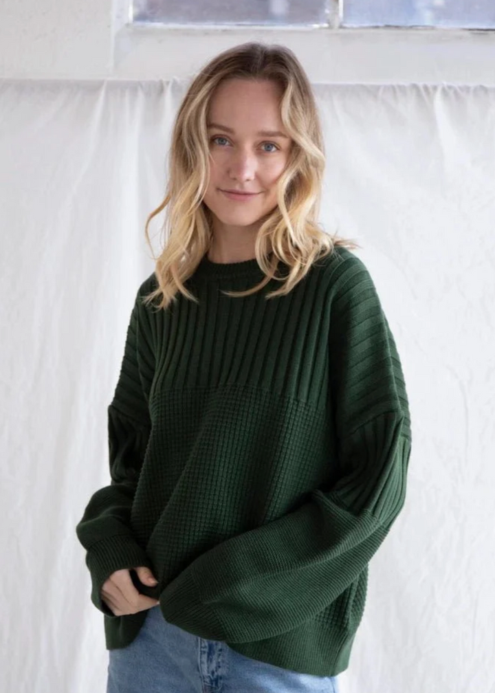 Texture Pull Over Sweater - Fern Green