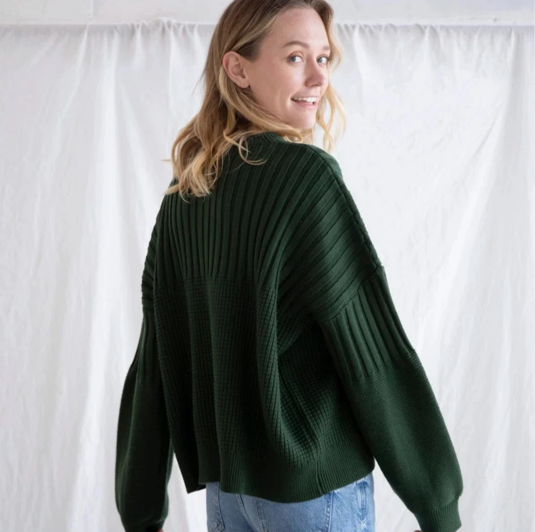 Texture Pull Over Sweater - Fern Green