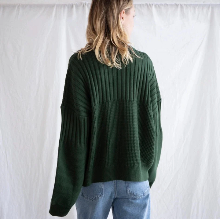 Texture Pull Over Sweater - Fern Green