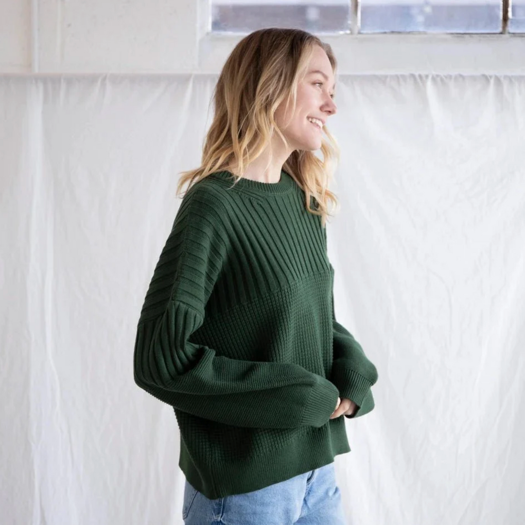 Texture Pull Over Sweater - Fern Green