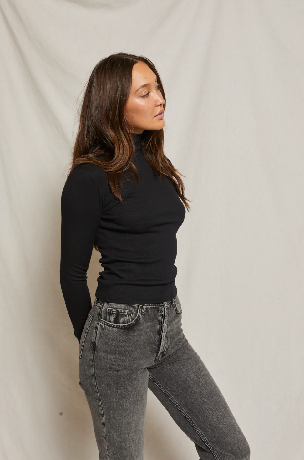 Hayden Rib Turtle Neck - Black