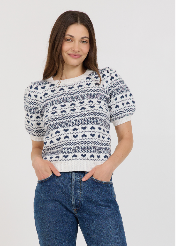 Kori Short Sleeve Sweater - Chalk Combo