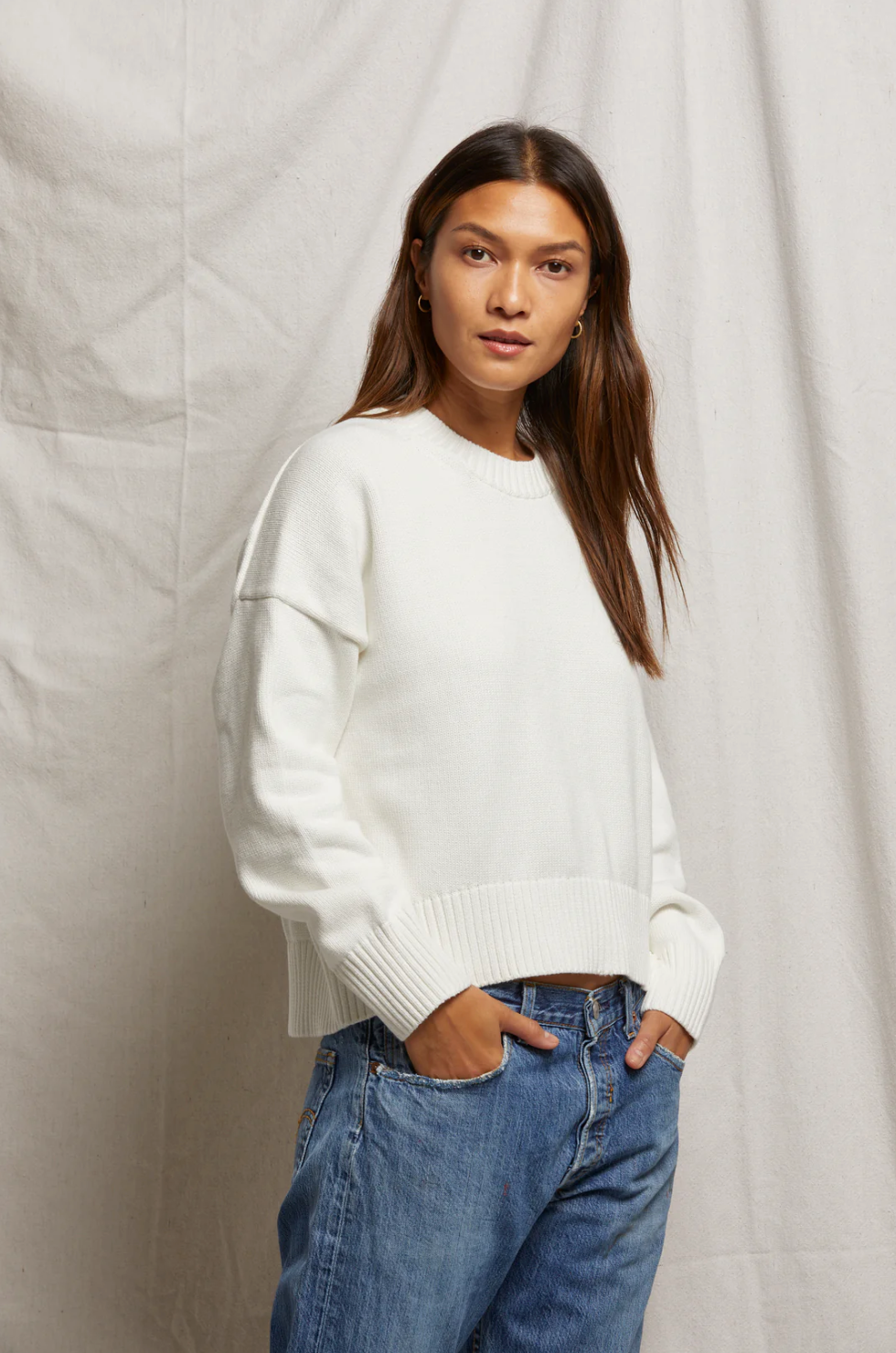 Janet Crewneck Sweater - White