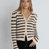 Highline Stripe L/S Knit Top - Vintage White