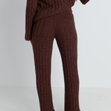 Koko Wide Leg Knit Pant - Chocolate