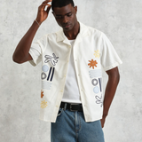 Didcot Abstract Applique Shirt - Ecru / Multi