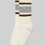 Retro Stripe Crew Socks - Grey Heather / Brown