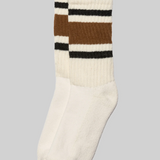 Retro Stripe Crew Socks - Brown / Charcoal